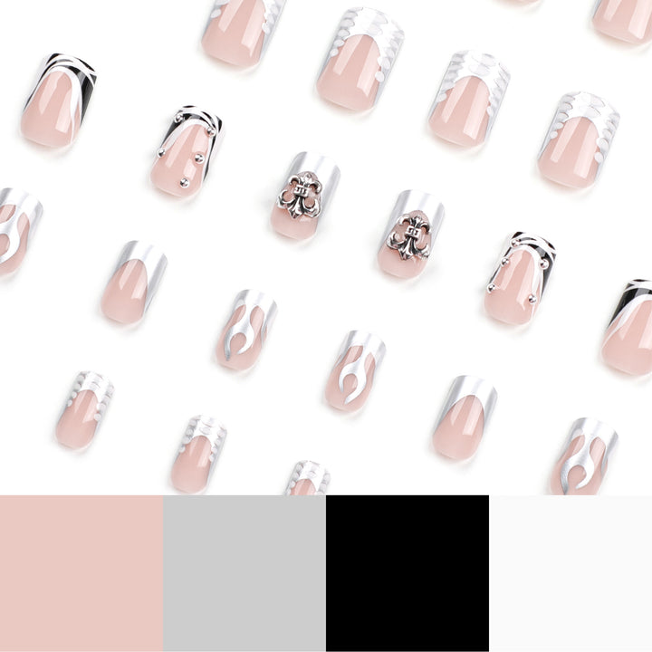 Artistic nail extensions with metallic embellishments Bowlift