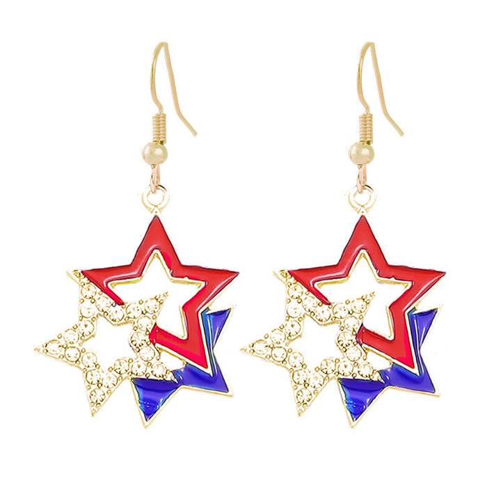 Ladies enamel earrings horseshoe with star stripe motif Bowlift