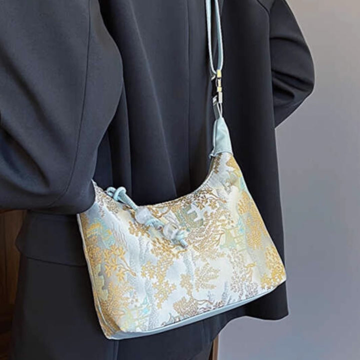 Floral-Patterned Handheld Evening Bag Bowlift