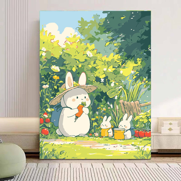 Playful Panda Illustration Canvas Art Bowlift