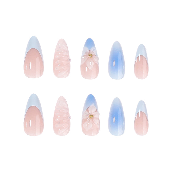 Stiletto nails with floral design and glitter accents Bowlift