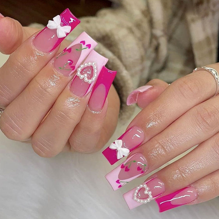 Decorative 3D Heart Nail Art Extensions Bowlift