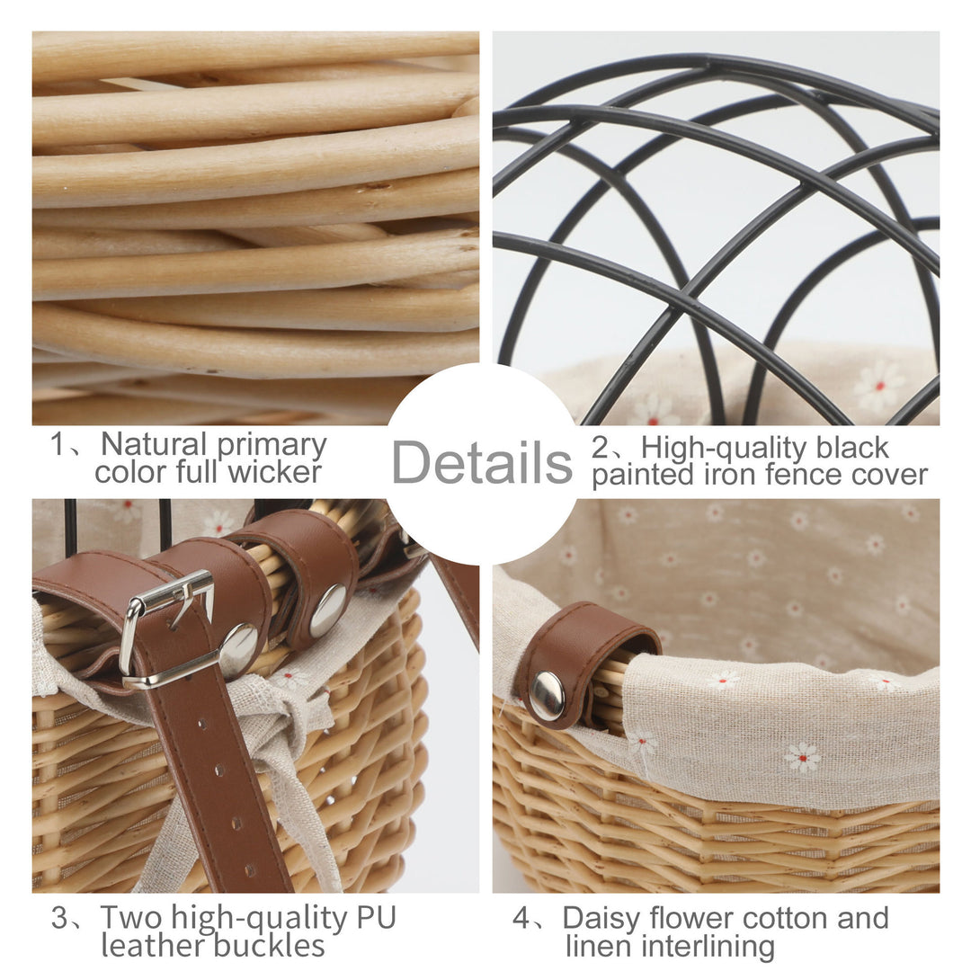 woven rattan pet carrier basket with collapsible metal dome and removable linen lining Bowlift