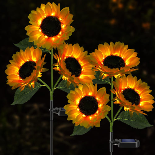 Solar-Powered Outdoor Garden Stake Lights With Realistic Sunflower Blooms And Waterproof Solar Controller Bowlift