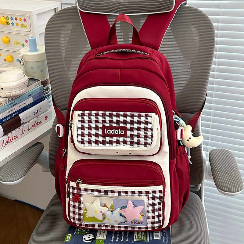 Playful Gingham Patterned Backpack