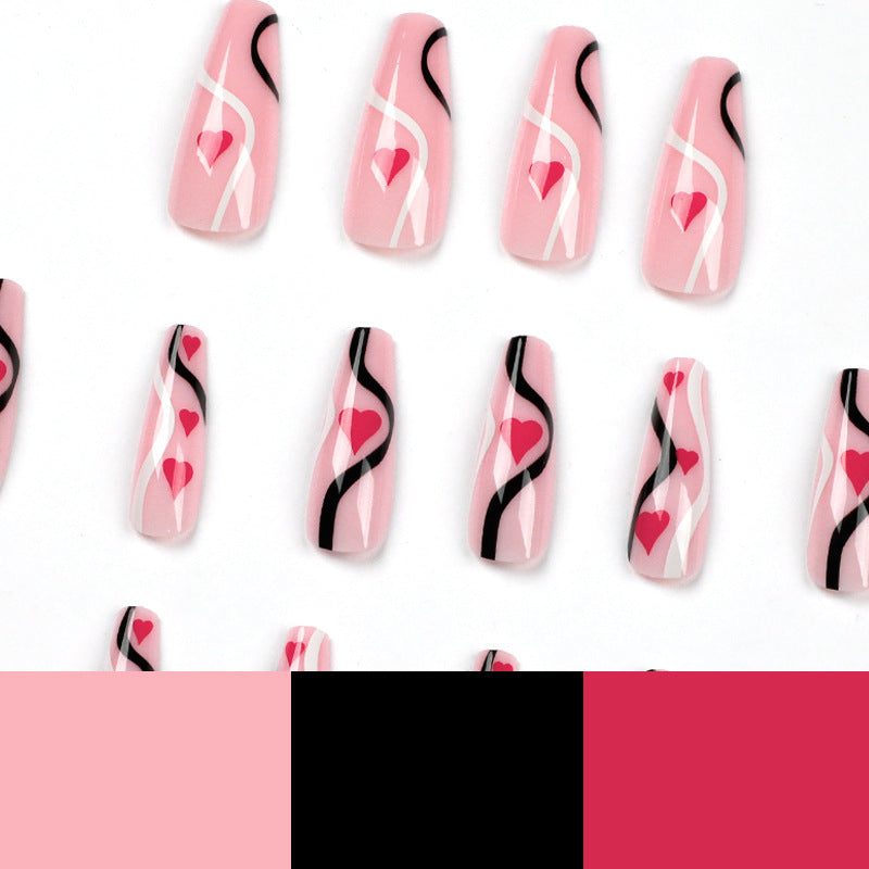 Artificial nail extensions with heart design Bowlift