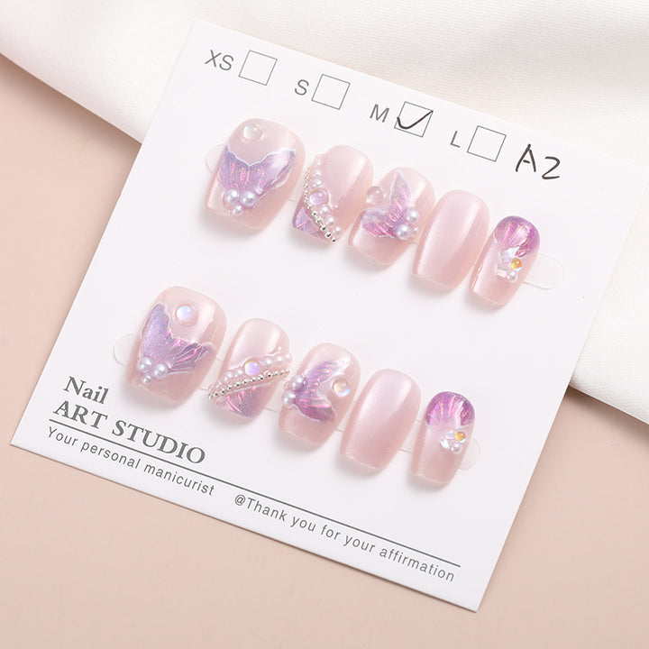 Artistic Press-On Nail Set Bowlift
