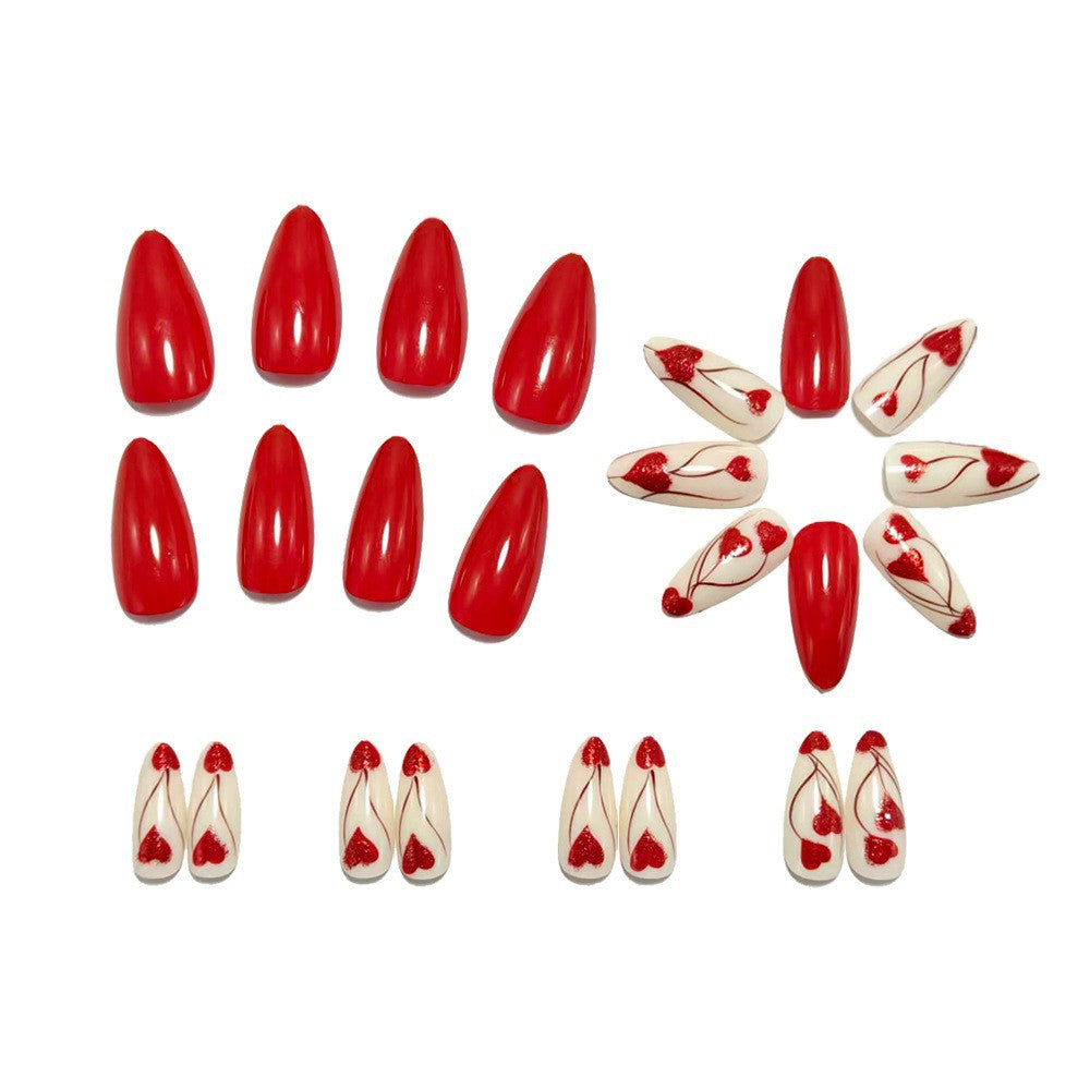 Artificial nails with Romantic Heart Design Bowlift