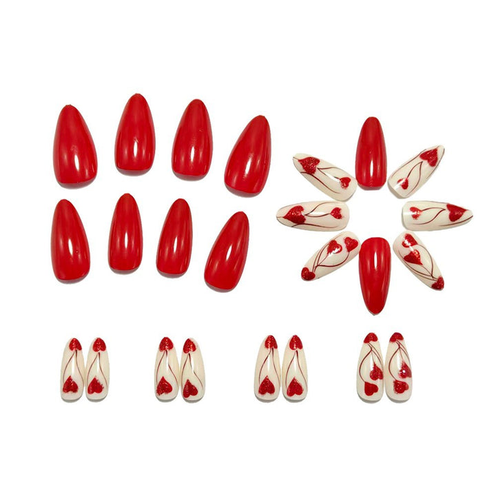 Artificial nails with Romantic Heart Design Bowlift
