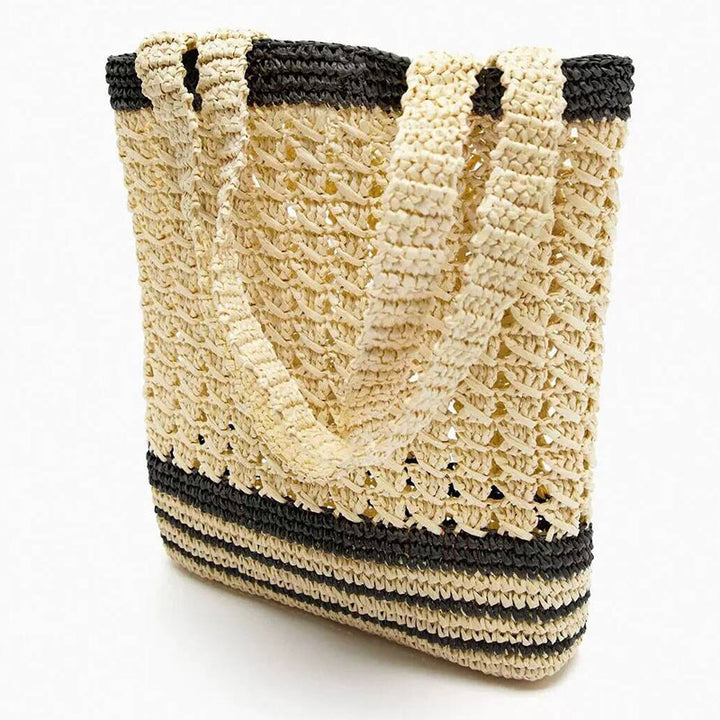 Handcrafted basket bag with modern striped design Bowlift