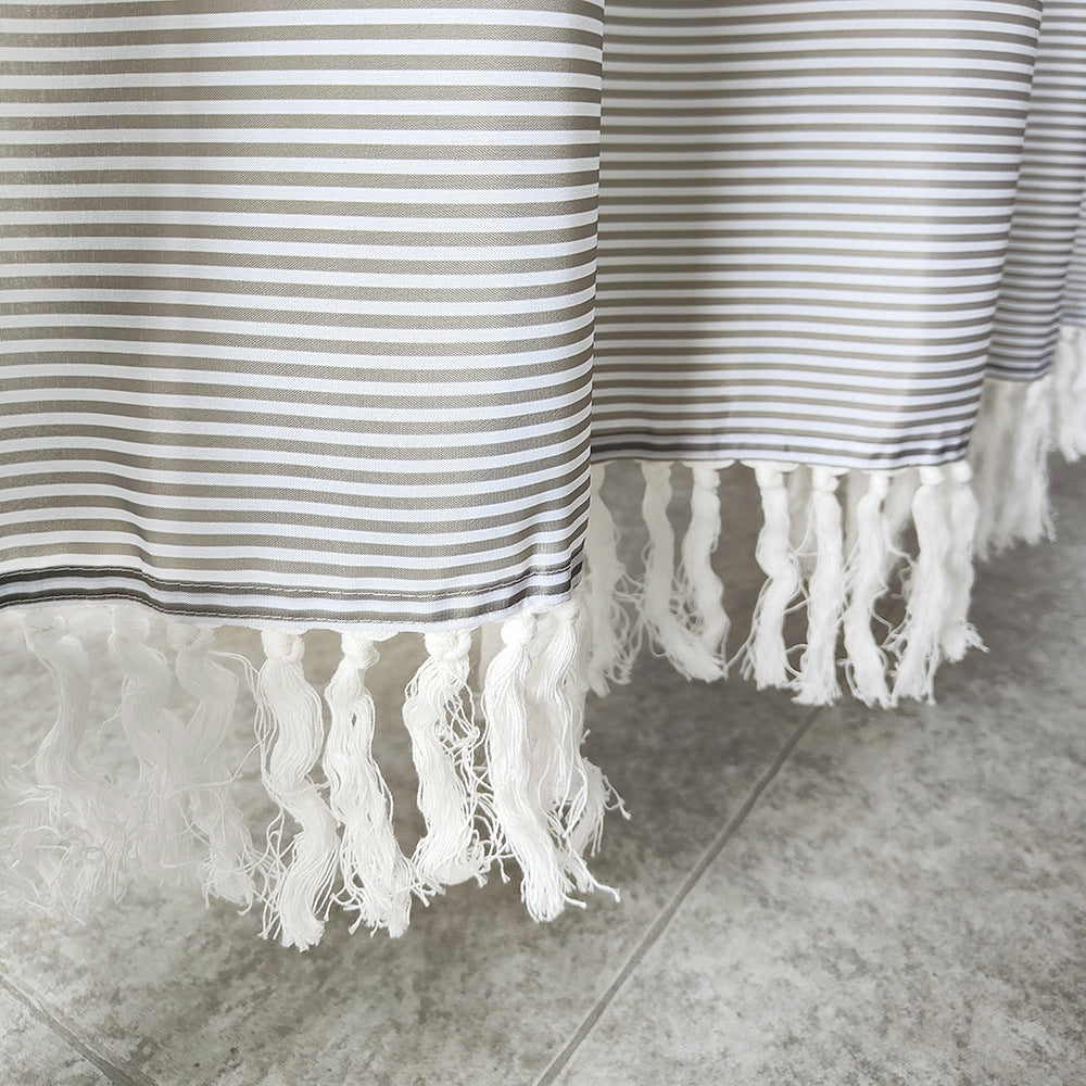 Striped Fabric Shower Curtain Bowlift