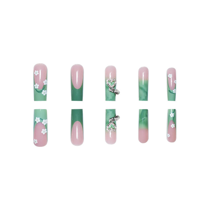 Decorative Floral Press-On Nail Enhancements Bowlift
