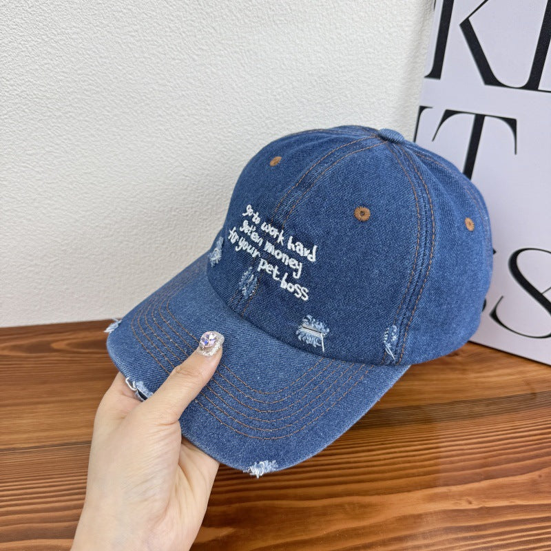 Women's Distressed Denim Statement Cap Bowlift