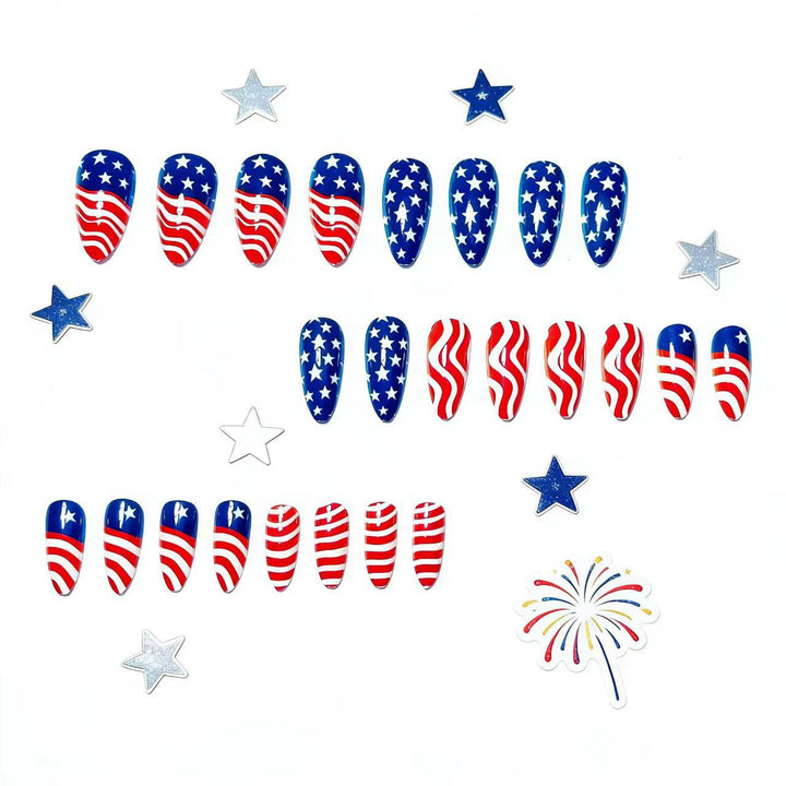 Artificial Nails In Patriotic Stars And Stripes Design Bowlift