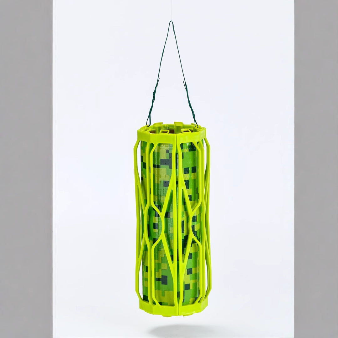 Hanging insect trap lantern with UV LED attractant and protective cage Bowlift