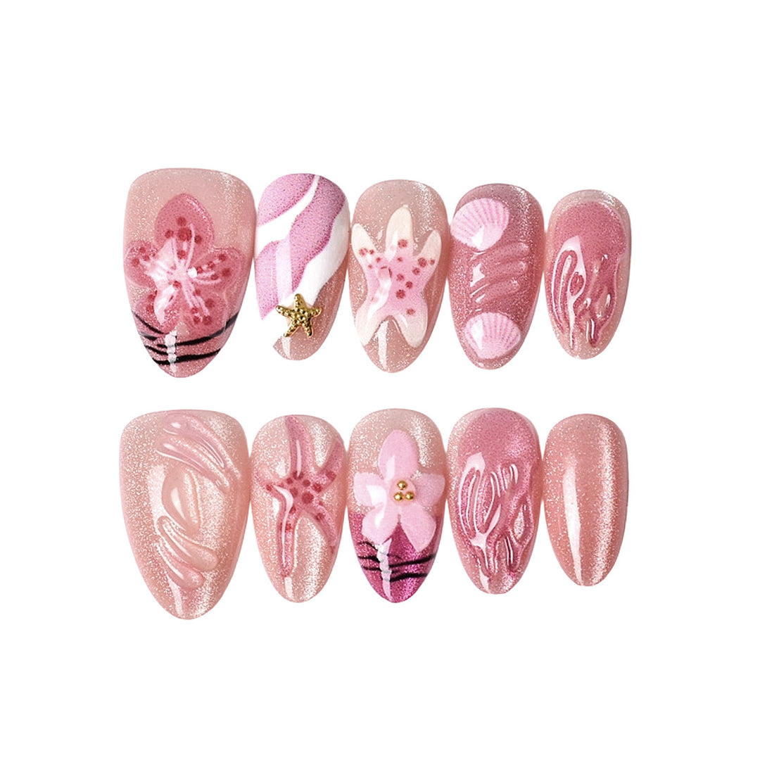 Artistic Floral Design Press-On Nail Set Bowlift 1787225204
