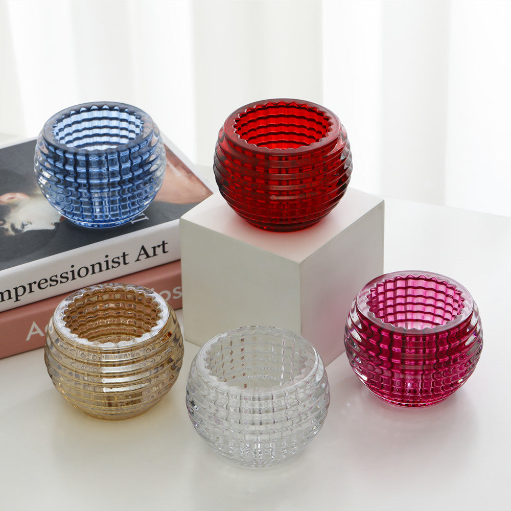 Round Ribbed Glass Votive Candle Holder for Tealights Bowlift
