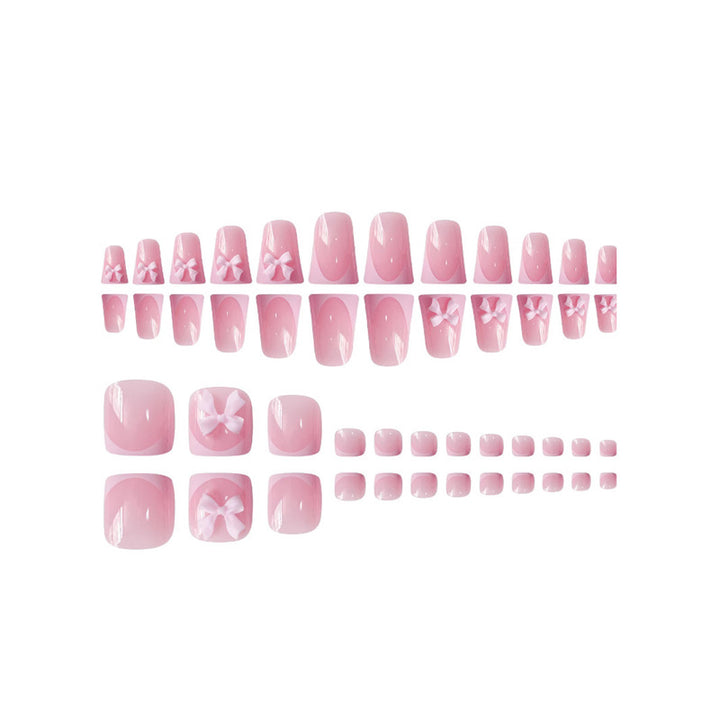 Decorative Press-On Nail Art with Bow Accents Bowlift