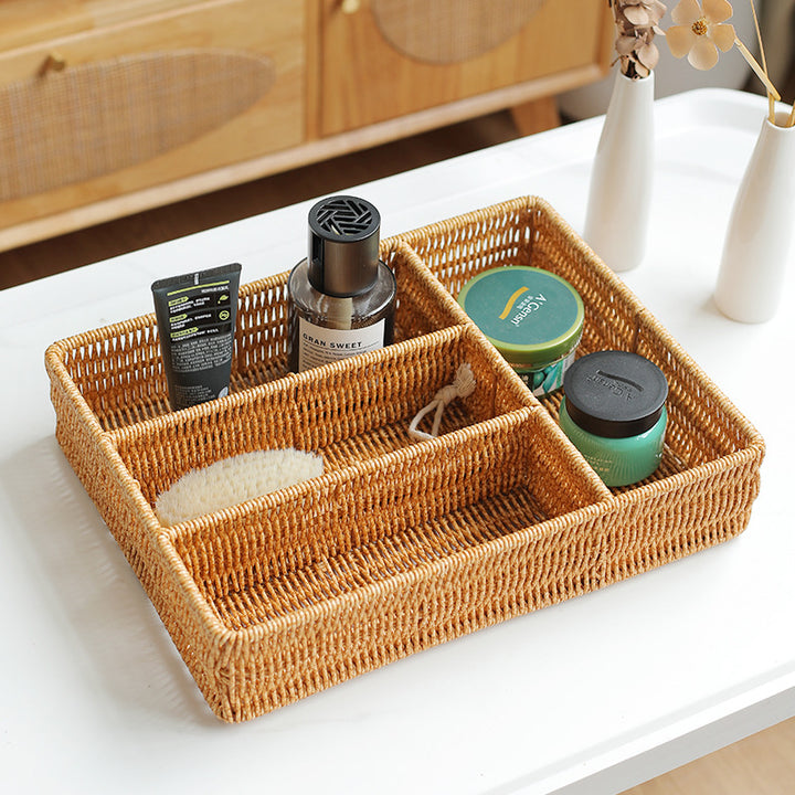 Unisex Handwoven Storage Basket with Multiple Compartments Bowlift