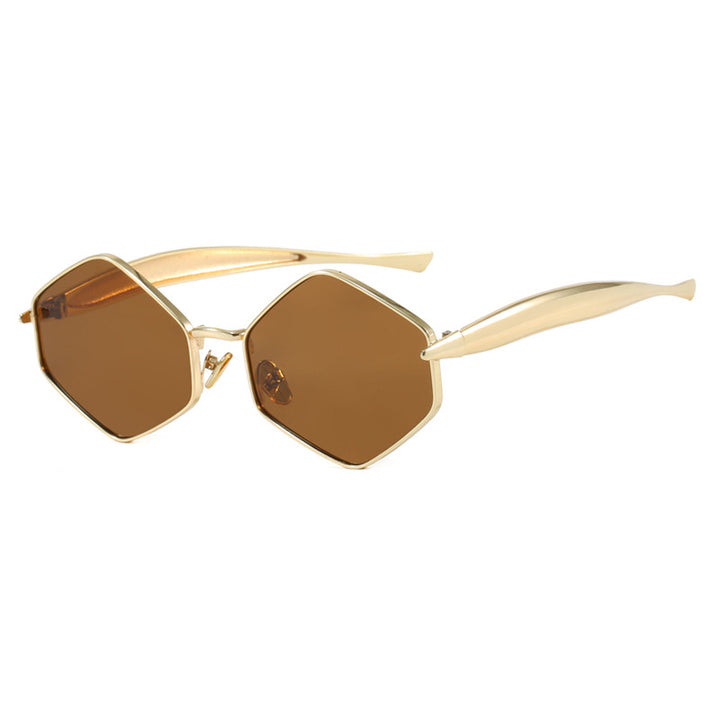 Women's hexagonal sunglasses with elegant metal frame and UV protection Bowlift