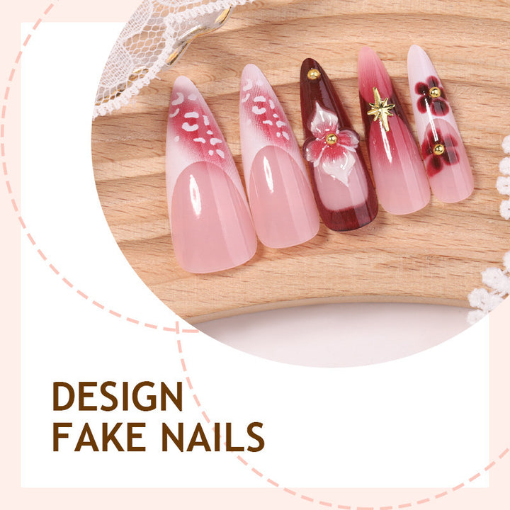 Artifical nail set with delicate floral design and glamorous accents Bowlift