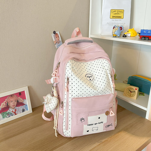 Cute Polka Dot Patterned School Backpack