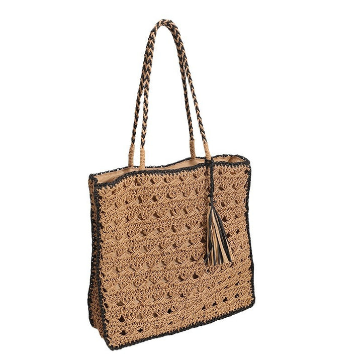 Handmade Macrame Tote Bag with Elegant Tassel Bowlift