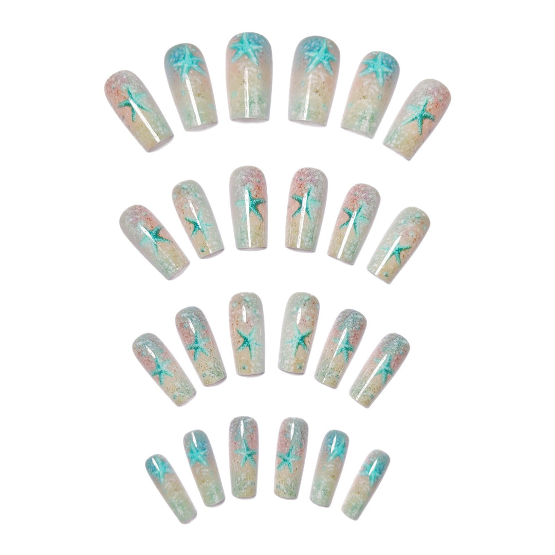Glittering artificial nails with maritime star motif Bowlift