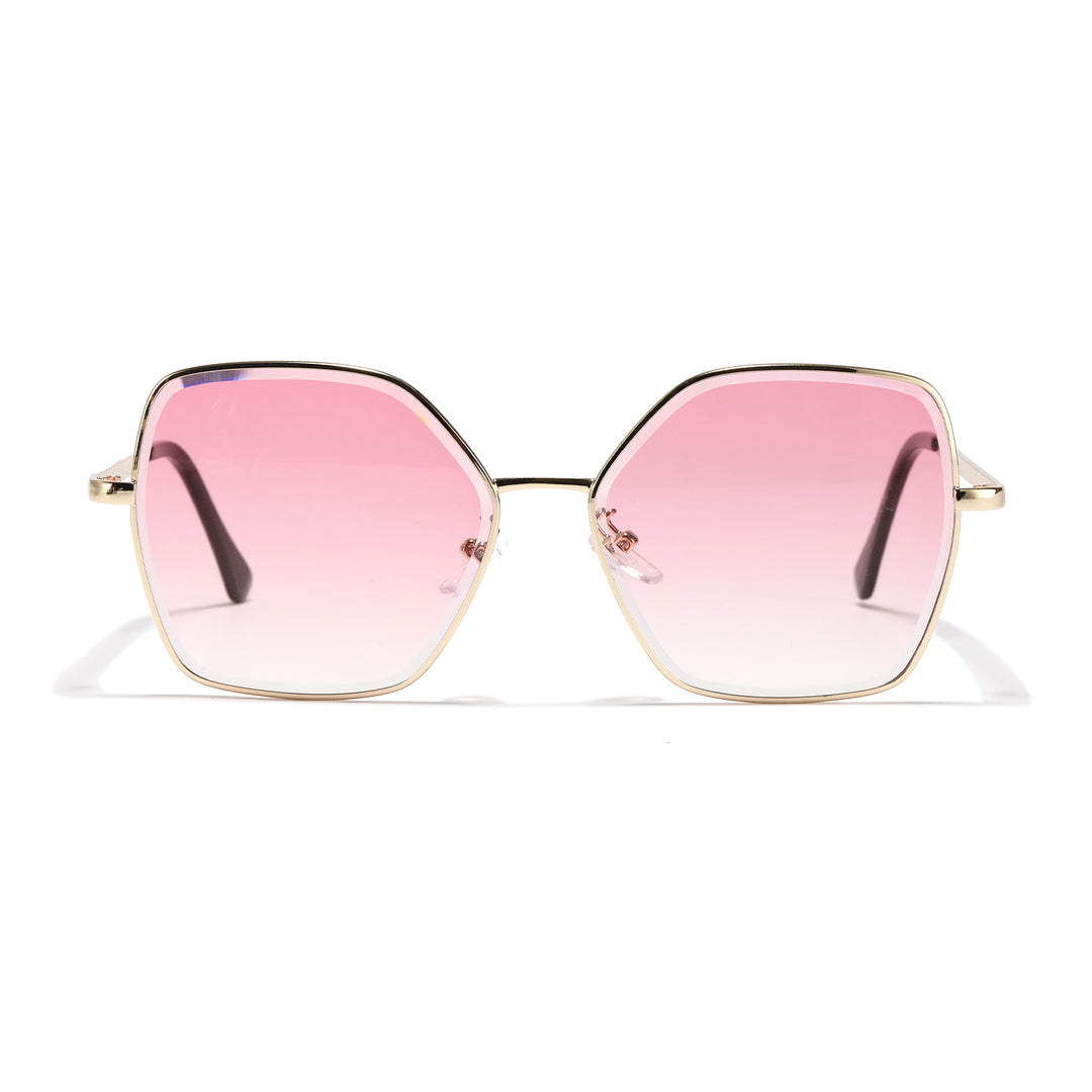Women geometric sunglasses with fashionable gold frame Bowlift