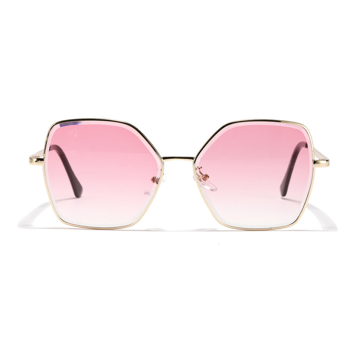 Women geometric sunglasses with fashionable gold frame Bowlift