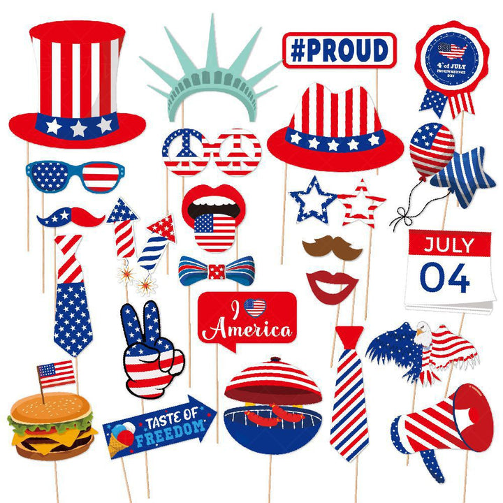 Unisex nan Photo Box Accessory Set for Independence Day Party Props Bowlift