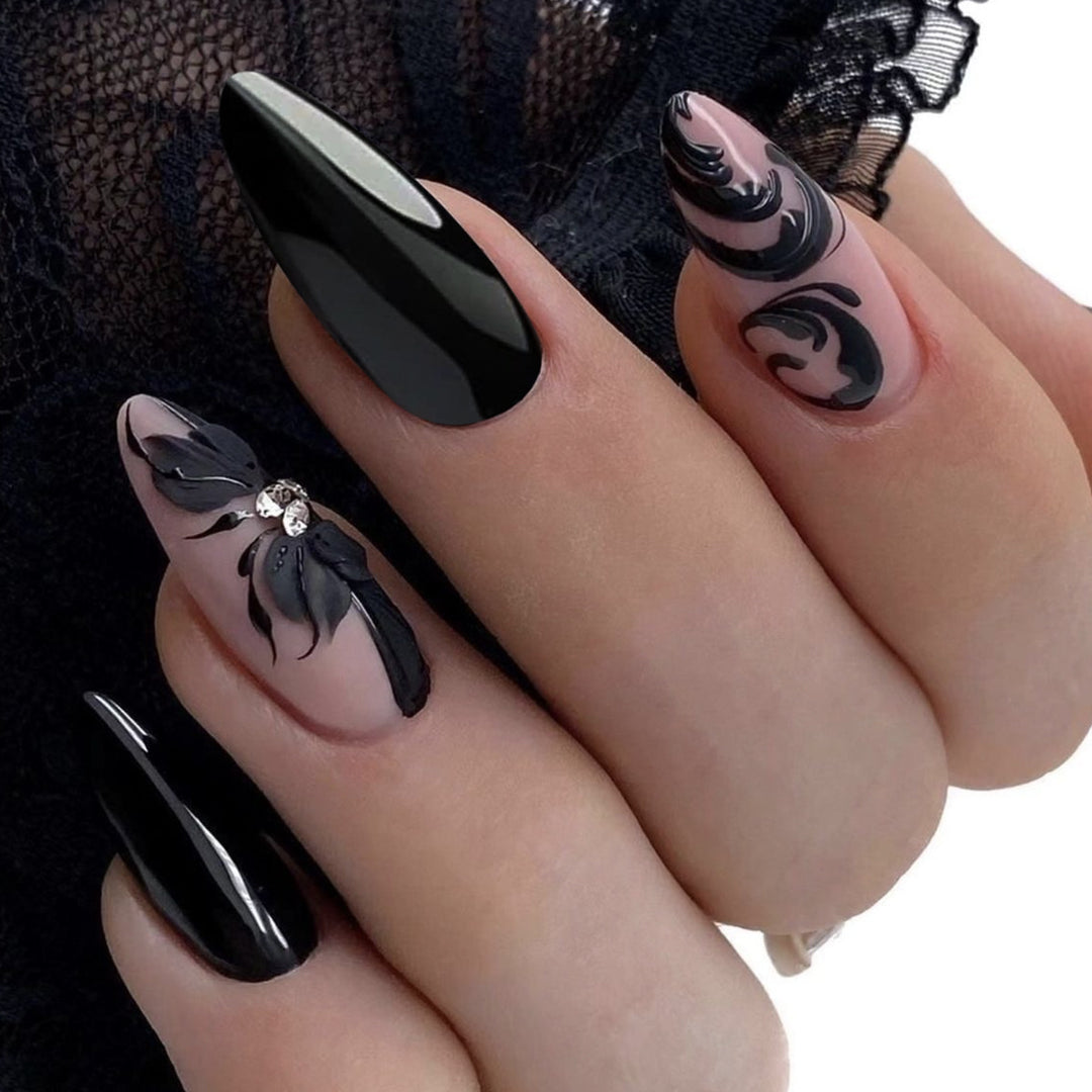 Elegant Gothic Stiletto Nail Art Extensions Bowlift