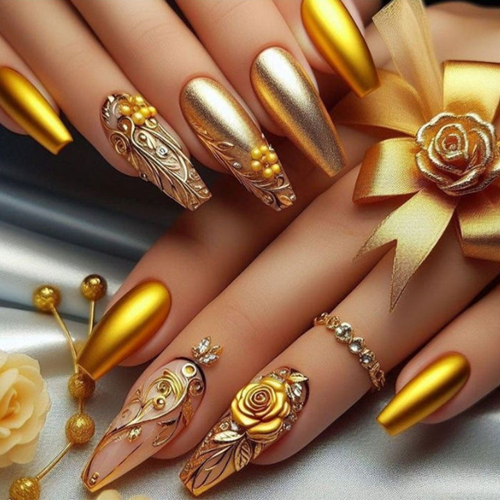 Elegant artificial nails with luxury embellishments Bowlift
