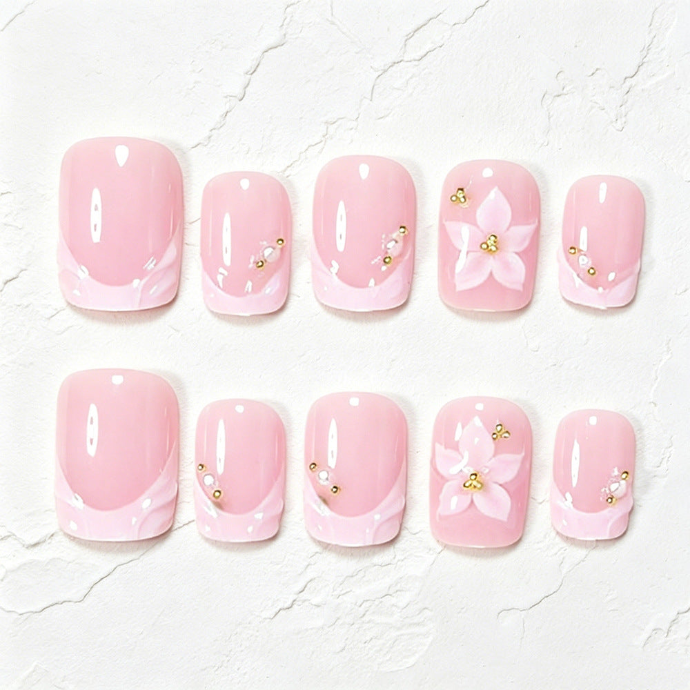 Floral Accented Press-On Nail Art Set Bowlift