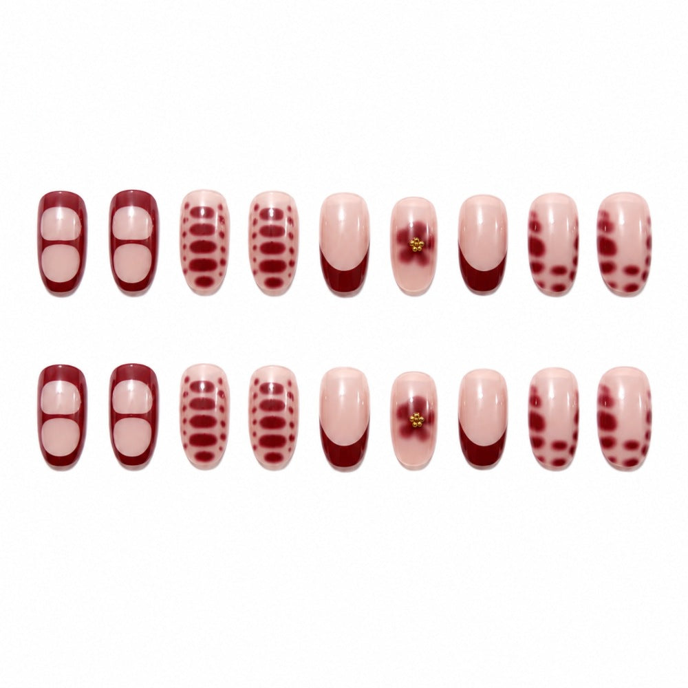 Elegant Artificial Nails with Floral Design and Shine Bowlift