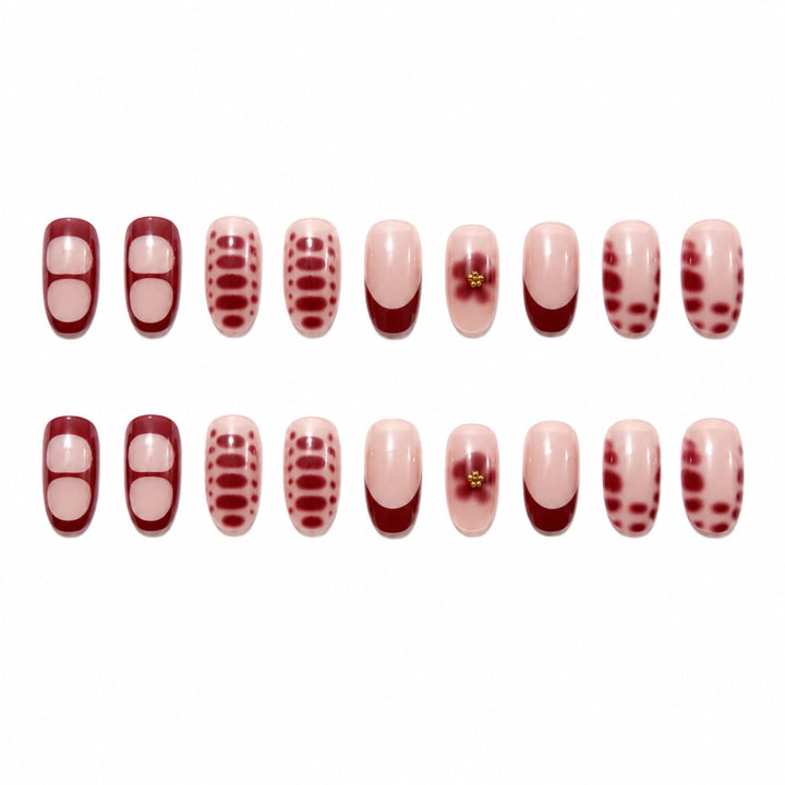 Elegant Artificial Nails with Floral Design and Shine Bowlift