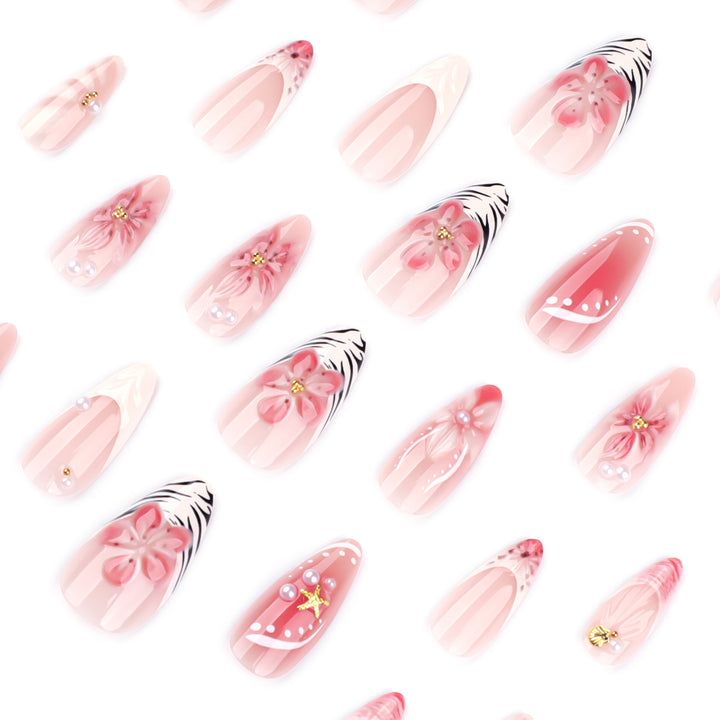 Artistic Nail Art with Floral and Elegant Accents Bowlift