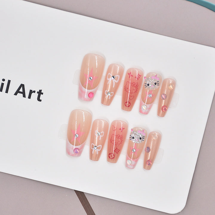Glamorous Heart-Themed Press-On Nail Set Bowlift
