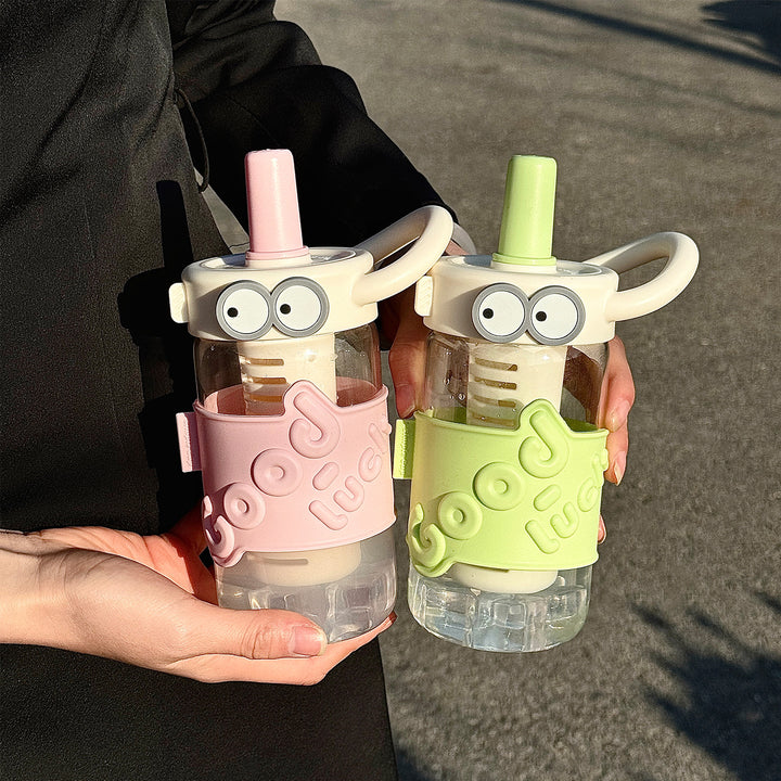 Women's water bottle with interactive straw and emotion Bowlift