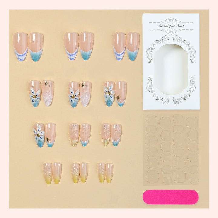Premium Floral Art Press-On Nail Set Bowlift