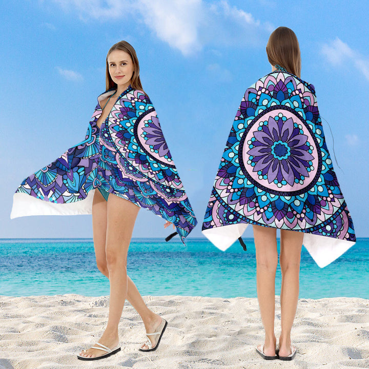 Hooded beach poncho with mandala motif Bowlift