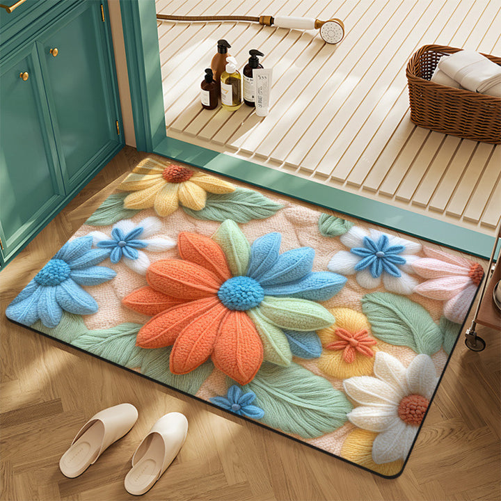 Floral Motif Bath Mat Bowlift