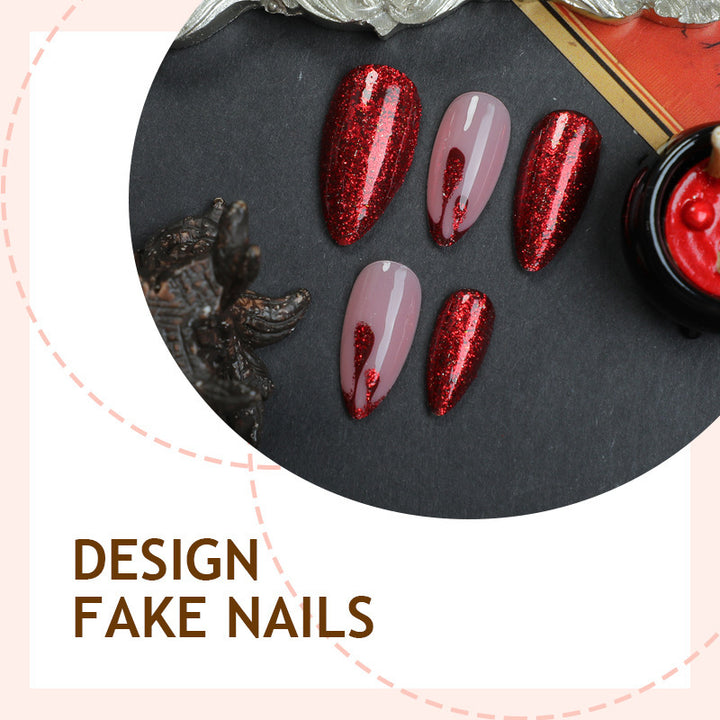 Luxurious artificial nail set with glamorous glitter Bowlift