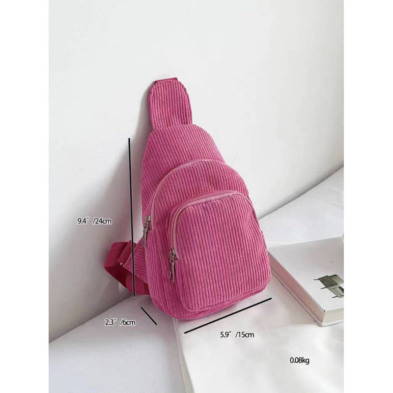WoMulti-Compartment Corduroy Sling Bag Bowlift