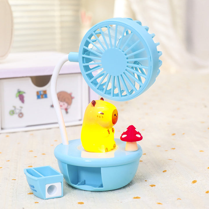 Women Portable Fan with LED Light and Animal Design Bowlift