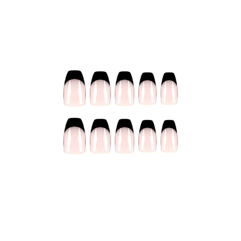 Artificial nail tips with high gloss black Bowlift