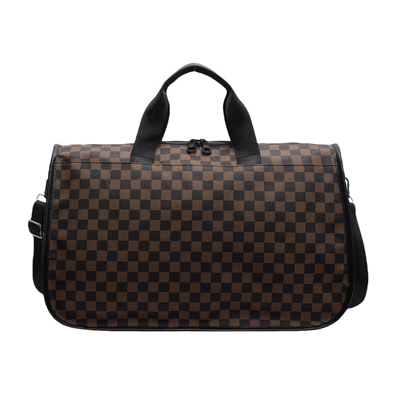 Stylish Checkerboard Travel Duffel Bag Bowlift