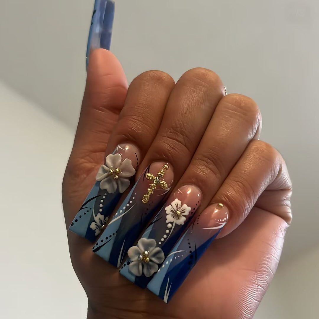 Decorative Floral Nail Art Extensions Bowlift