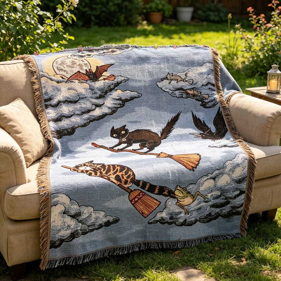 Whimsical Animal-Themed Tapestry Blanket