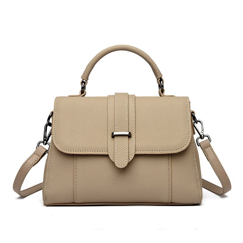Elegant Leather Top Handle Handbag Bowlift